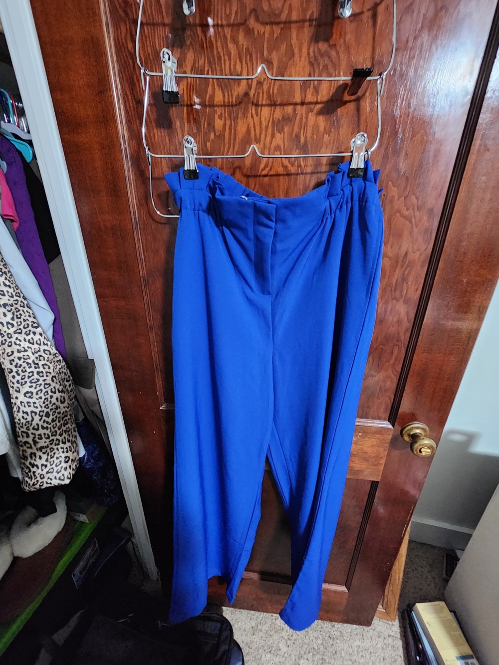 NWT New York & Company Paperbag Waist Wide Leg Pants - Cobalt Blue Small